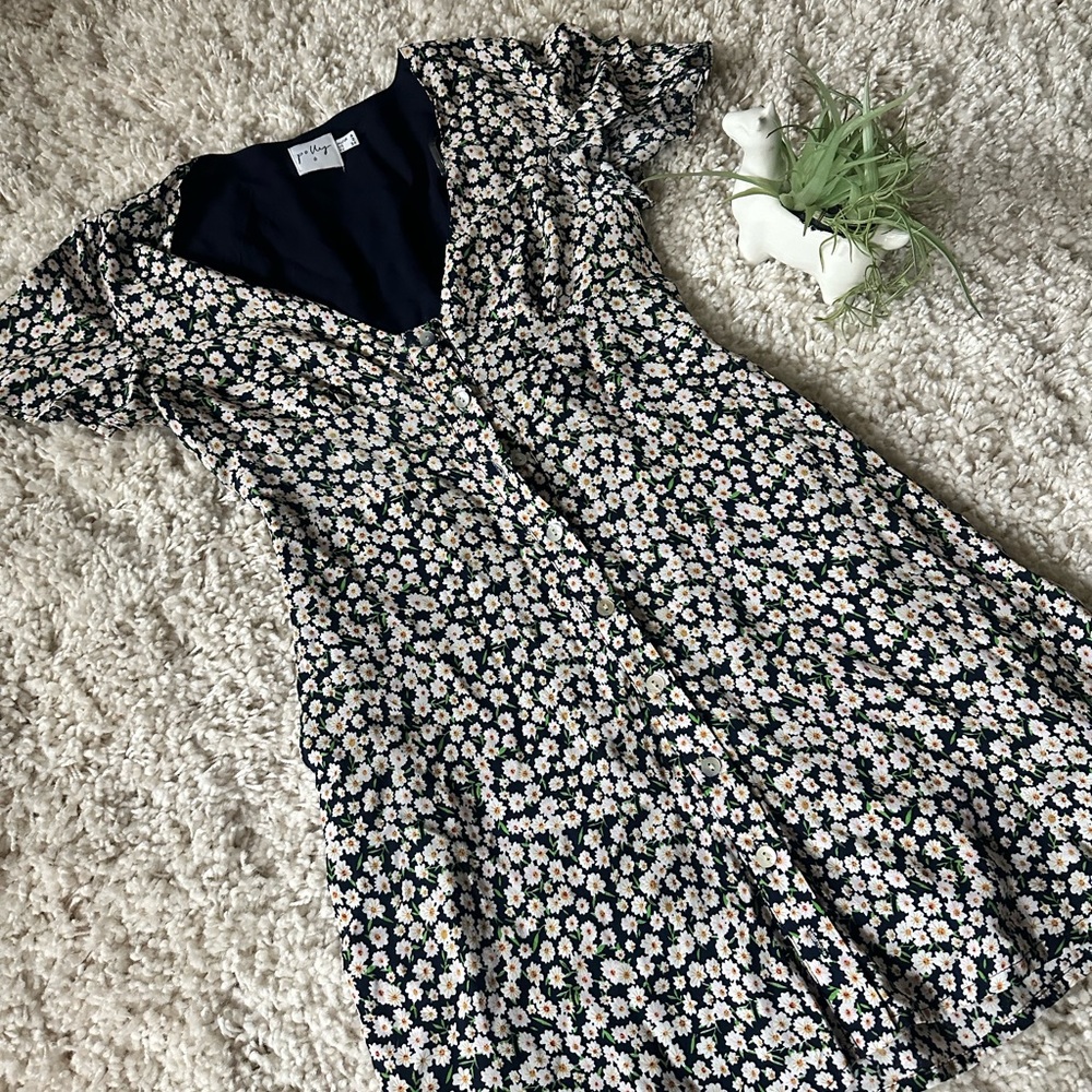 Princess Polly tiny floral button vintage short sleeve flirty midi dress. - Picture 4 of 4